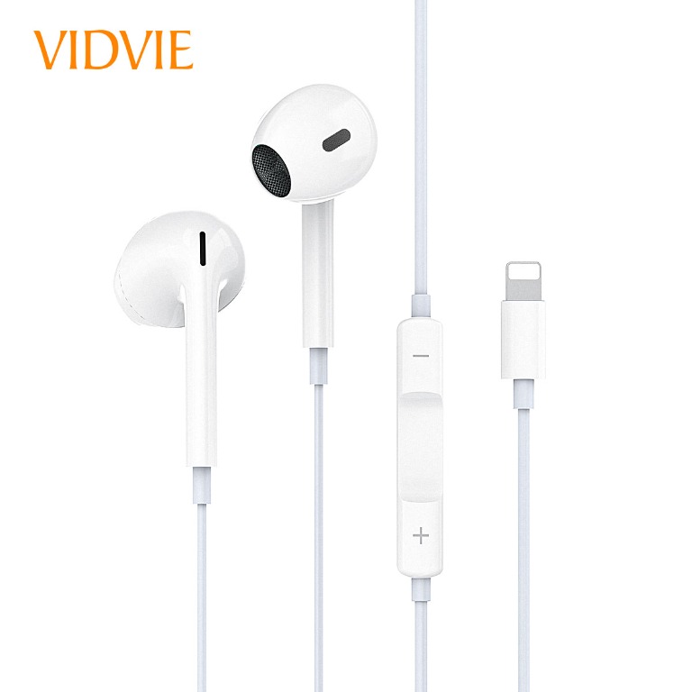 Wired Earphones with Lightning Connector – C100 Series - White - Vidvie HS667