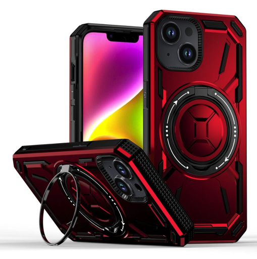 Armor Rotate Stand Case with Magsafe for iPhone 15 - Red
