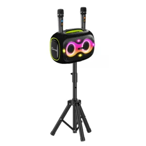 120W Bluetooth Speaker  2 Mics + Tripod Karaoke Ready  Assorted Colors