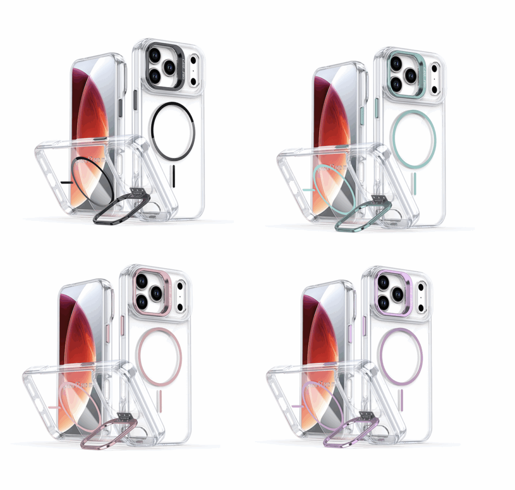 iPhone 17 Cases - Luxury Clear Camera Stand Case with Magsafe