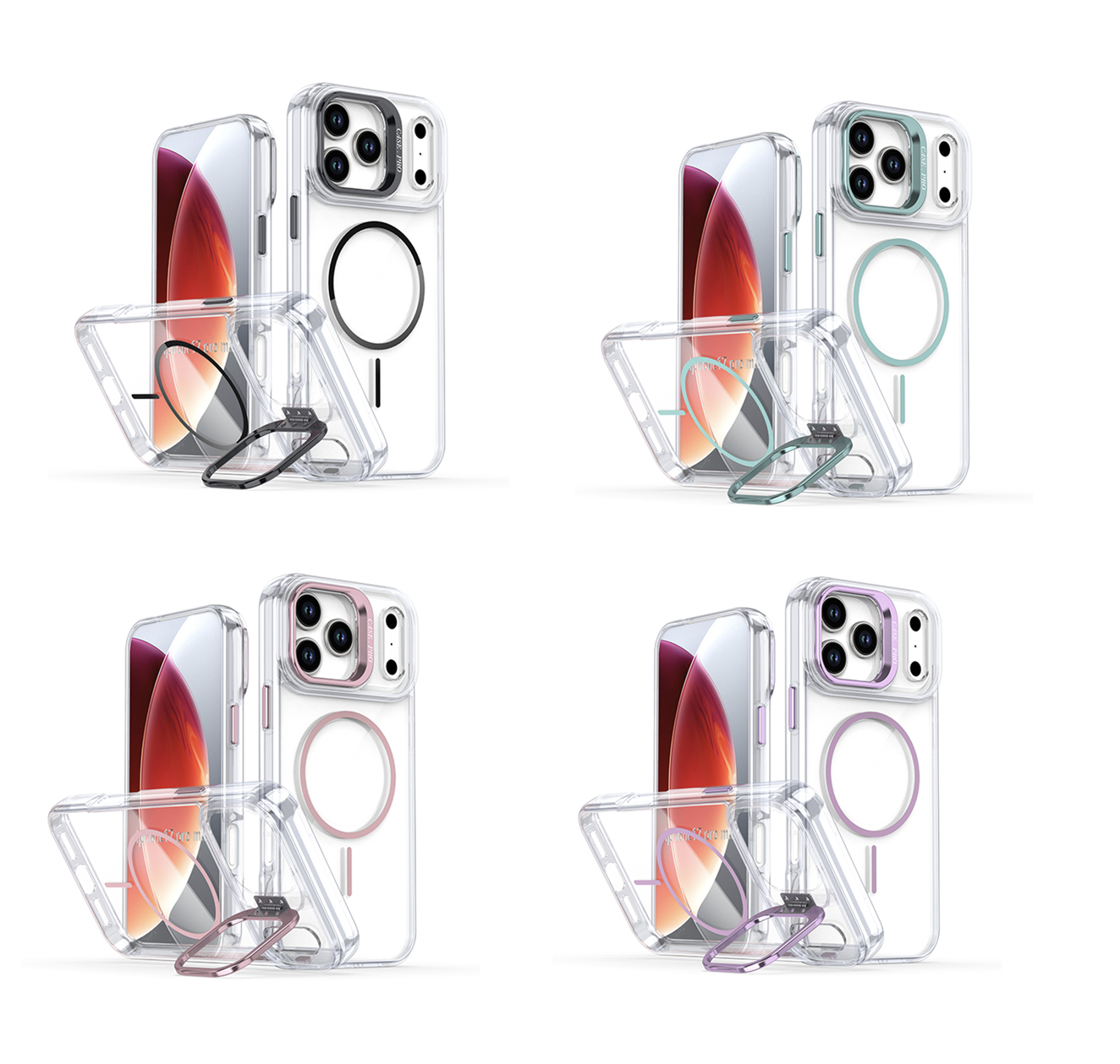 iPhone 17 Air Cases - Luxury Clear Camera Stand Case with Magsafe