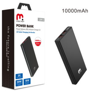 10,000mAh Power Bank – 20W PD Fast Charge | Valor (Black)