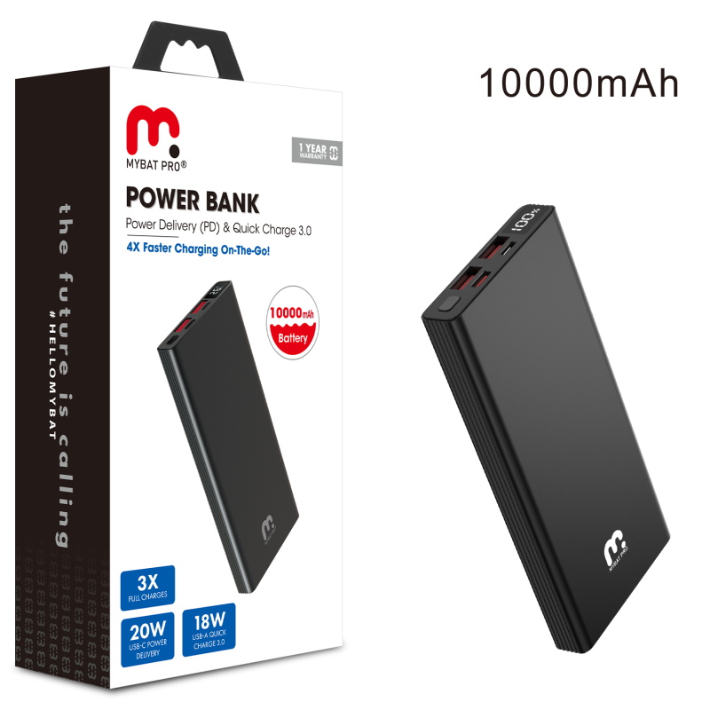 10,000mAh Power Bank – 20W PD Fast Charge | Valor (Black)