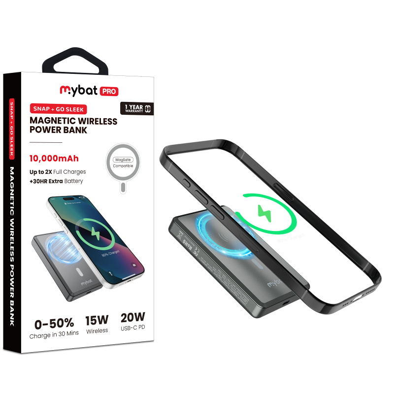 Magnetic Wireless Power Bank | 10000mAh SNAP | 2 Valor | Grey Titanium